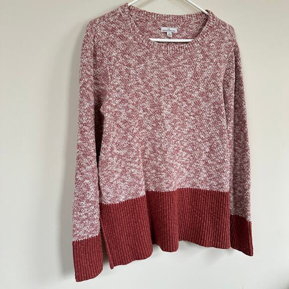 L.L. Bean Signature Knit Sweater Color Block Round Neck Long Sleeve Split Hem S - Picture 3 of 10